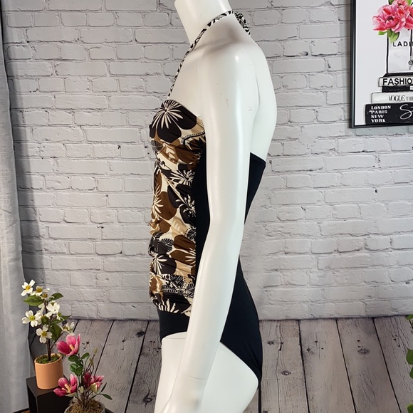 LA BLANCA Black/Brown/Cream 1pc Swimsuit Size: 8 - Picture 6 of 17